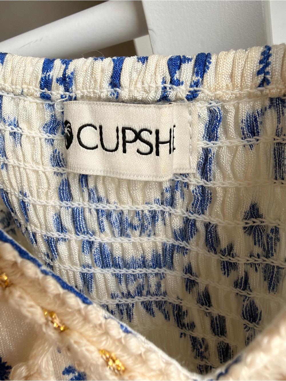 Cupshe Blue and Cream Spaghetti-Strap Maxi Dress with Lace Detail - Picture 3 of 3